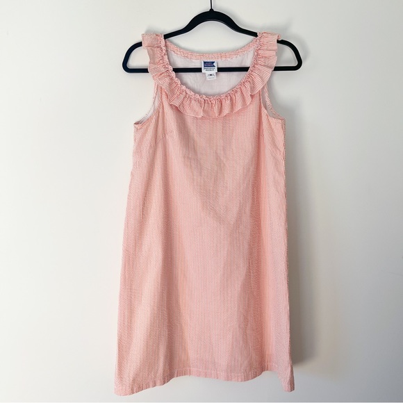 Just Madras Dresses & Skirts - just madras | orange pinstripe dress with ruffle neckline medium